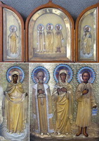 Икона-складень в окладе Избранные святые Михаил, Татьяна и 