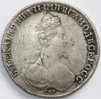 1 рубль 1782 года, СПБ-ИЗ. Серебро. 23,61 грамм. Сохранность хорошая.