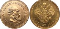 5 рублей 1888 года, АГ-АГ. Золото, 6,45 г. Сохранность отличная.