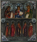 Икона Деисус с избранными святыми. Двухрядная икона.
