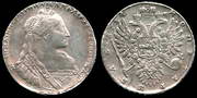 1 Рубль 1734 г. Л.ст.:Без лент на левом плече. Серебро,  24,72 гр.