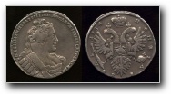 1 Рубль 1734 г. Тип:Без броши на груди.                     Серебро, 2