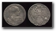 1 Рубль 1734 г. Л.ст.:Малая                       голова, крест короны