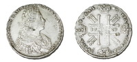 1 Рубль 1729 г. Головы орлов на груди коронованы. Портрет образца 1728