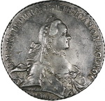 1 Рубль 1764 г. СПБ-ТI-СА. Серебро, 24,20 гр. Состояние XF (насыщенная
