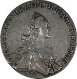 1 Рубль 1767 г. ММД-ЕI. Л.ст.: Особый ортрет. Серебро, 22,99 гр.