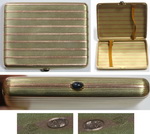 Порт-папирос из цветного золота. Золото 56 пр, литье, монтировка, вста